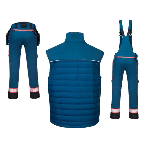 Ubranie Robocze kamizelka+spodnie do pasa/ogrodniczki DX4 PORTWEST (DX470, DX440, DX441)  szare/niebieskie